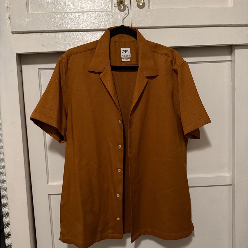 Zara Camel Relaxed Fit Shirt
